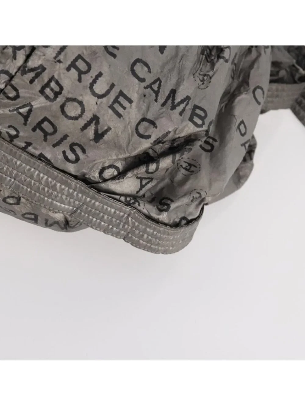 Authentic CHANEL Unlimited Shoulder Bag Coated Canvas Silver CC